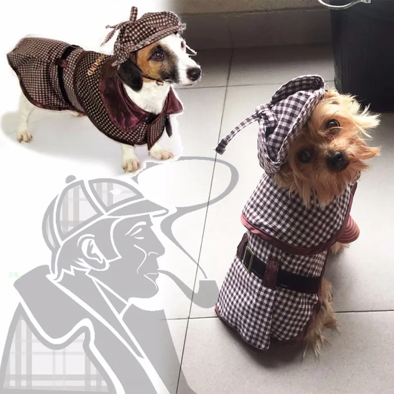 

1set Pet Dog Cat Clothes Sherlock Holmes Suit with Hat Clothes Autumn and Winter Models Dog Sherlock Holmes Funny Costumes