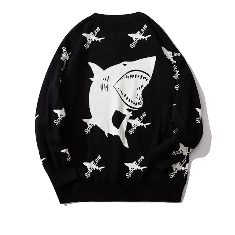 Promo RLJT.JIN Winter High quality shark pattern casual sweater men Pullovers for tough guys Simple style sweater collar long sleeve