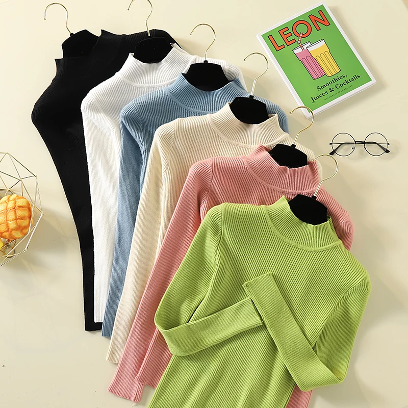 2019 Autumn Turtleneck Sweater Women Pullover Knitted Winter Sweaters Womens Jumpers Slim Soft Jumper Female Knit Tops | Женская одежда