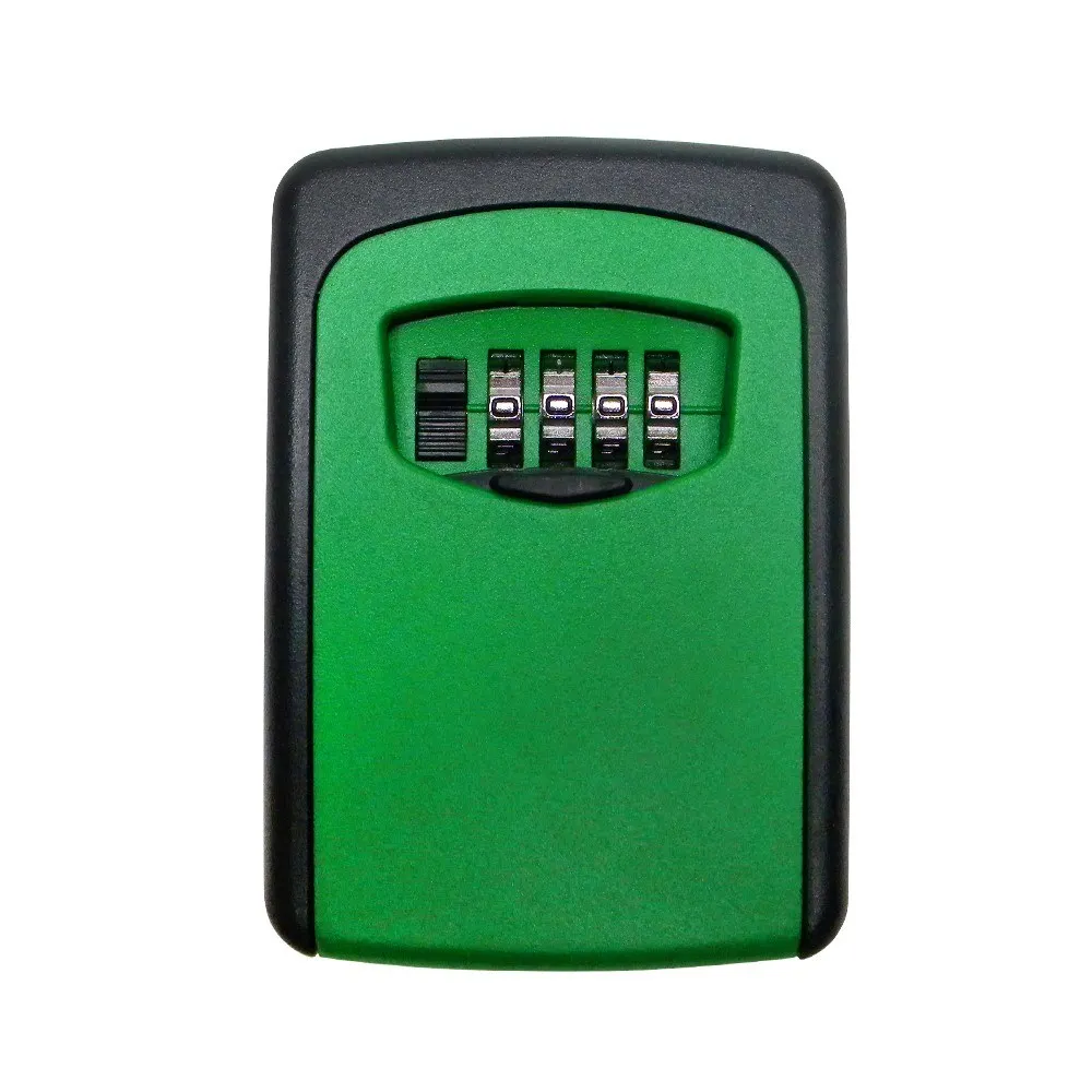 Настенный открытый Сейф для хранения ключей 4-разрядный Комбинации ящик для ключей с паролем Противоугонный замок безопасности нижней Keystoragebox - Цвет: Зеленый
