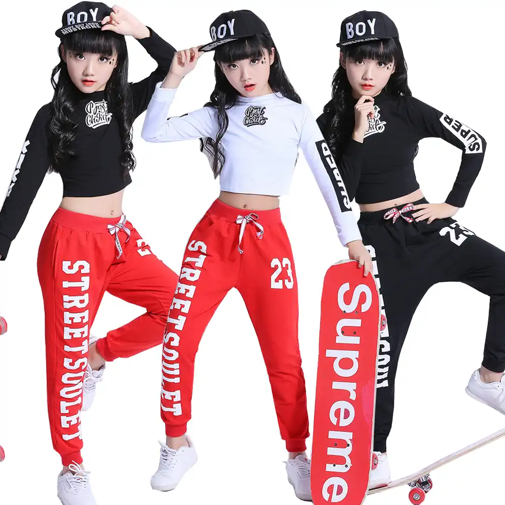 ファッション子供ジャズダンスの服ガールズストリートダンスヒップホップダンス衣装の子供たちパフォーマンスパーティー服セット Aliexpress