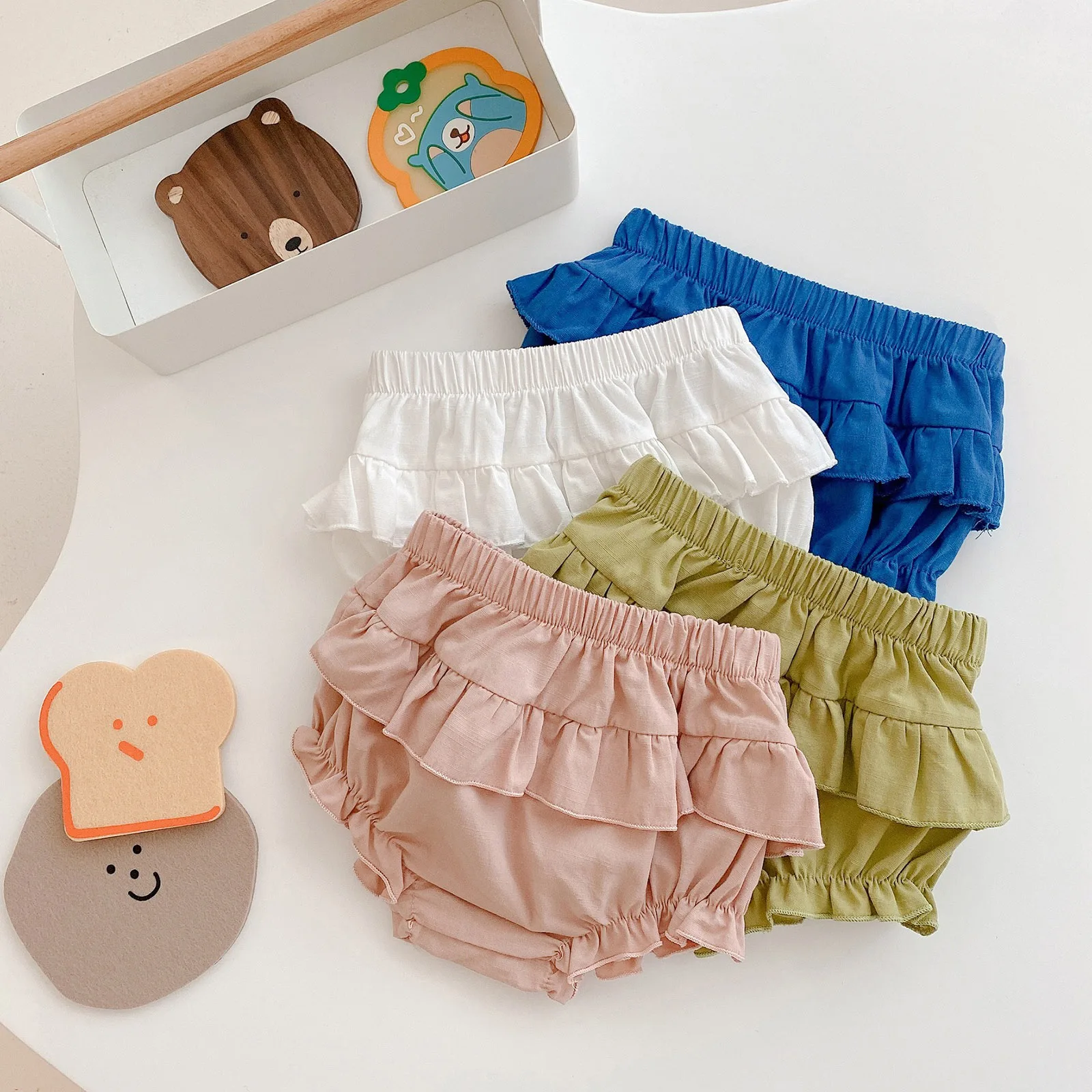 Cotton Ruffle Baby Girls Boys Bloomers Shorts Elastic Waistband Cute Pants Tutu Design Infant Short Diaper Cover Set беби-блумер