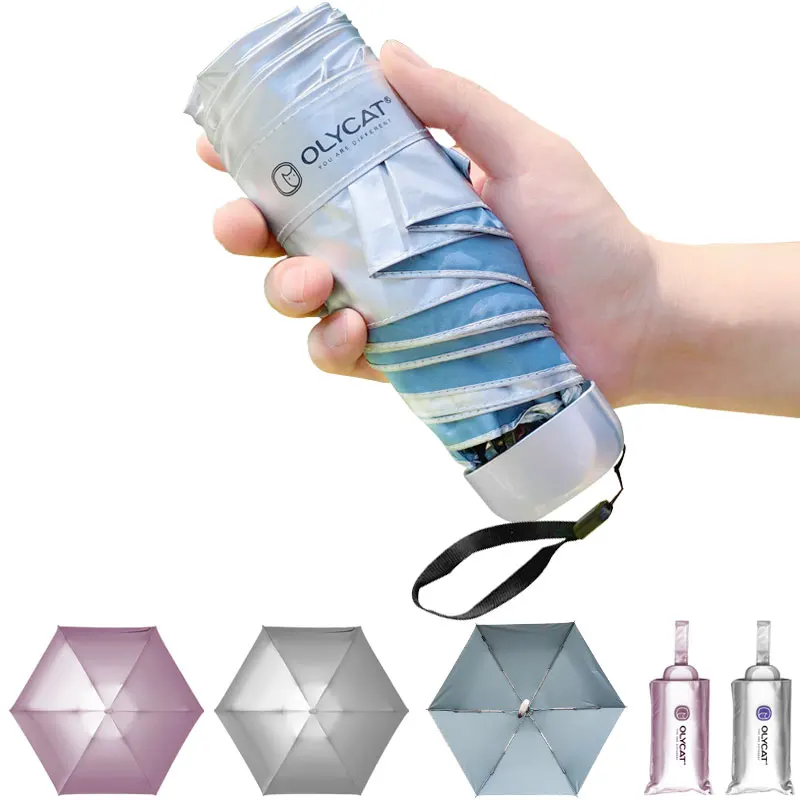 Olycat Upf50+ Quality Sun Umbrella Rain Women Titanium Silver Anti Uv