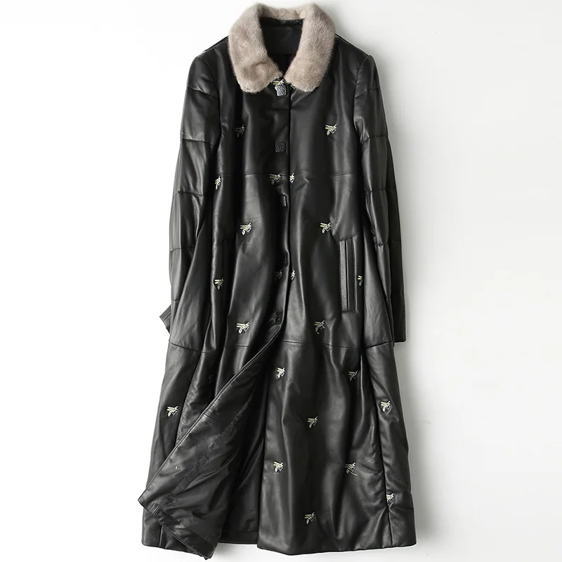 

Real Genuine Leather Jacket Autumn Winter Coat Women Clothes 2020 Mink Fur Collar Sheepskin Down Coat Korean Plus Size ZT3947