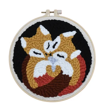 

DIY Knitting Wool Rug Hooking Kit Handcraft Woolen Embroidery Creative Gift With Punch Needle A Frame For Friends Family - Hug