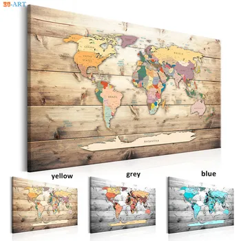 

Wall Pictures for Living Room Home Decor No Frame Abstract World Map Canvas Painting Print Poster Wall Art Vintage Poster