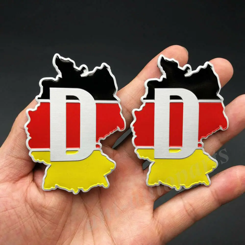 

2x Metal Germany Flag Deutschland Map Car Motorcyle Decals Sticker Badge Emblem