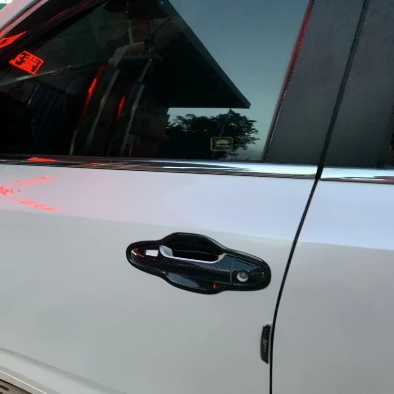 Наклейка на дверную ручку из углеродного волокна для Toyota Highlander 2015 2016 2017