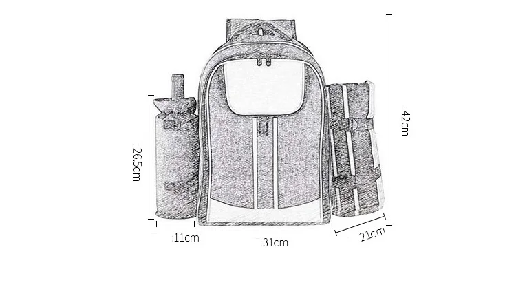 Picnic Backpack Basket Cooler Insulated Fridge Box Travel Lunch BBQ Camping Thermal Outdoor Picnic Bag Waterproof