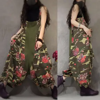 

Lady New Retro Jumpsuit Women Personality Rompers 2020 Lady New Camouflage Printed Loose Bloomers Jumpsuit