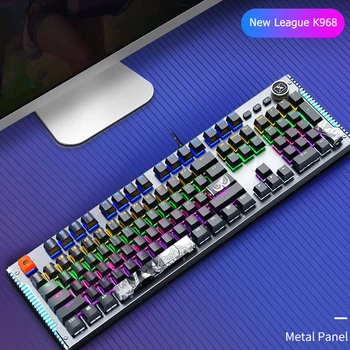 

2020 New K968 USB Wired Mechanical Keyboard 104 Keys Green Switch Backlit Gaming Keyboard for PC Computer 30 Lights High Quality
