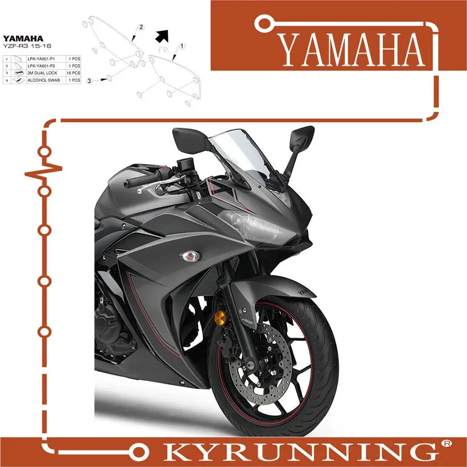 Teng поклонение для YAMAHA YZF-R3 R25 YZF R3 YZF R25 YZFR25- мотоциклетная фара Защитная крышка Щит экран Лен