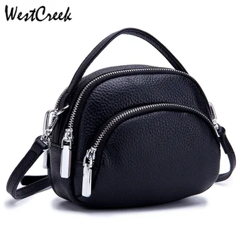 

WESTCREEK Brand Soft Genuine Leather Women Messenger Bag Female Ladies Shoulder Crossbody Bags Small Handbag Shell Shape