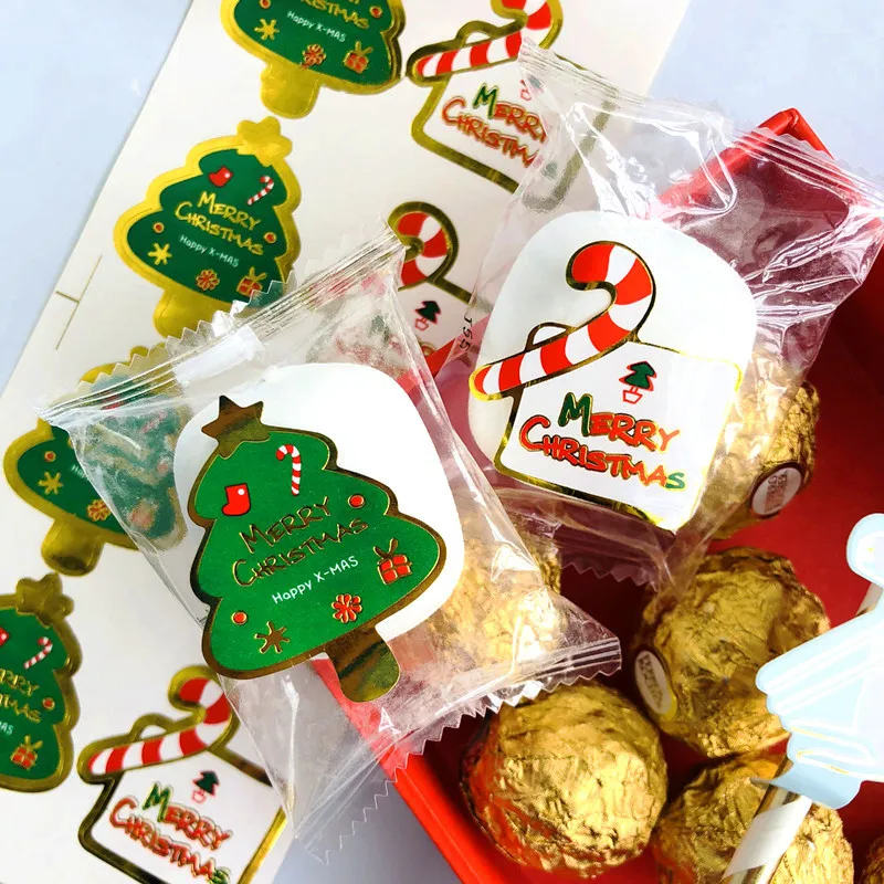 80Pcs/lot Christmas Tree DIY Multifunction Cookie Candy Package Seal Sticker Gift Baking Packaging Label Scrapbook Decration