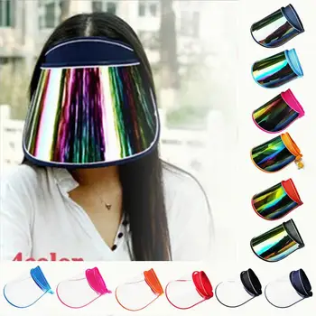 

12colors Anti-UV visor UV Shade Hat Sun Visor Protective Plastic Nylon Shade Cap Rainbow UV-proof Full Face Mask for Summer 2020