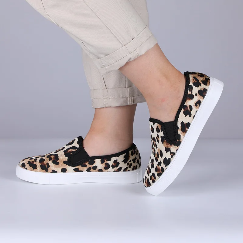 Puimentiua; женская повседневная обувь на плоской подошве; женские износостойкие кроссовки; дышащие прогулочные слипоны; эспадрильи; удобные кроссовки - Color: Leopard B