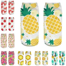 Милые рабочие хлопковые носки 3D фрукт арбуз ананас Принт Средние спортивные носки