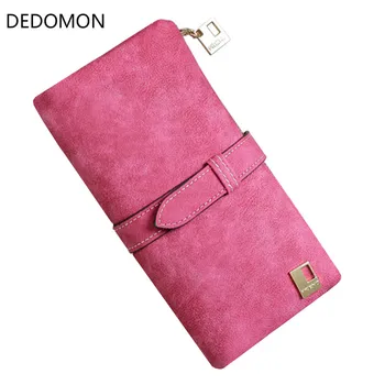 

2019 Solid Drawstring Nubuck Leather Zipper Long Women Wallet Phone Bag Luxury Brand Wallets Designer Purse Card Holder Clutch