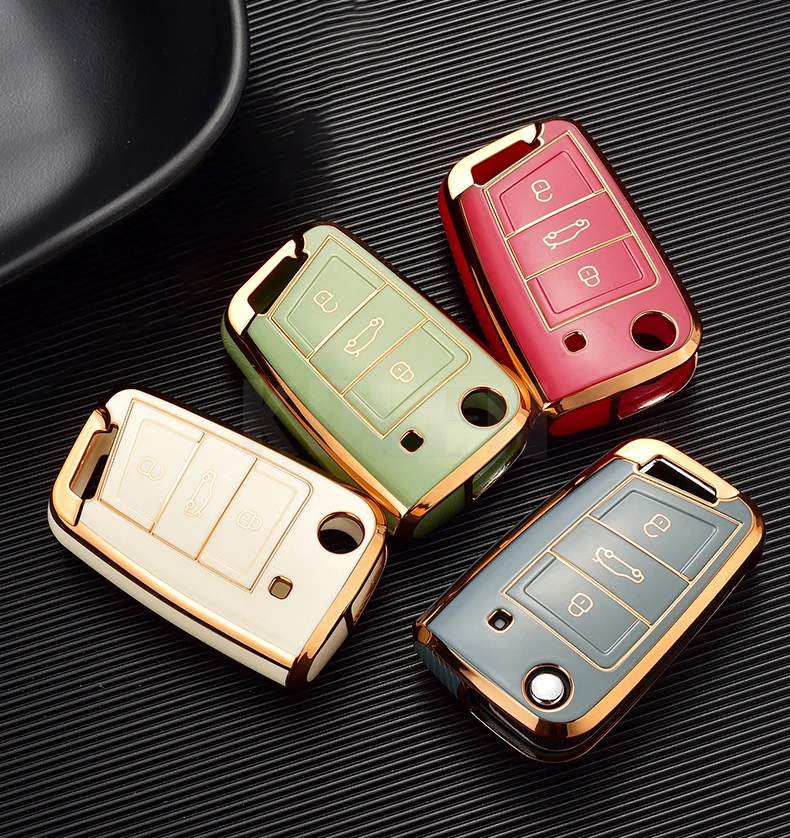 Custodia per chiave auto Shell Fob per VW Volkswagen Golf Polo Tiguan Magotan Passat Seat Leon Altea Ateca Skoda Kodiaq Superb Octavia - H471a4998dfc94bf6b341581ff3fddb68c