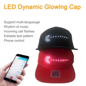 

Fashion Hip Hop Hats APP Controlled Bluetooth LED Hat Programmable Credit Roll Message Display Board Baseball Cap F7