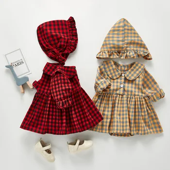 

Baby Girl Clothes Newborn Autumn Long Sleeve Rompers Dress Toddlers Full Plaid Jumpsuits Child Cute Lapel Clothes 0-3 T