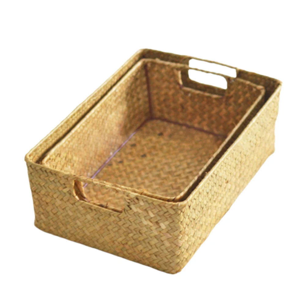 Большой, Плетеный корзина из морской травы соломы плетеная для домашнего стола Фруктовый Хлеб полотенца небольшой кухонный набор контейнеров для хранения