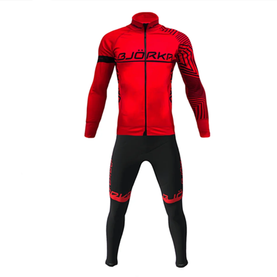 2021 Winter Bjorka Cycling Jersey Set Thermal Fleece Jacket Bicycle Long Sleeve Cashmere Bib Pants Suit Maillot Ciclismo Hombre