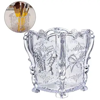 

1pc Acrylic Makeup Brush Holder Container Cup Butterfly Carved Cosmetic Brush Pot Storage Holder Beauty Tools Organizer
