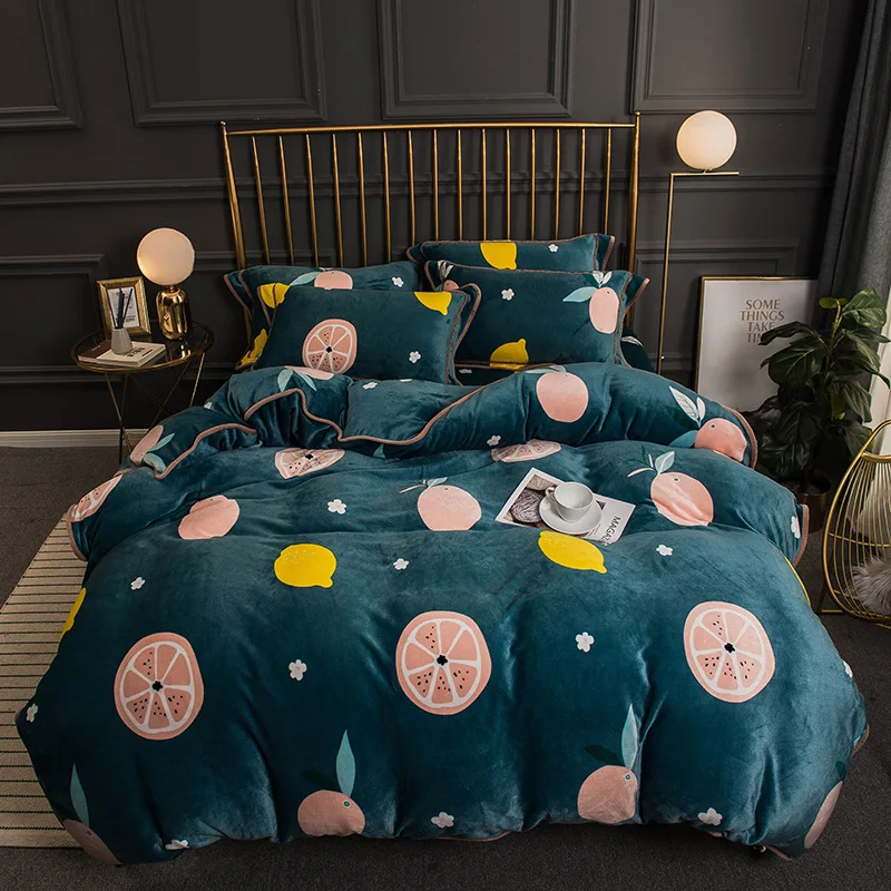 

Evich 7 Times 7 Milk velvet four-piece set double-sided 1.8x 2.0 quilt cover winter warm fleece 2.2x 2.4 m quilt cover