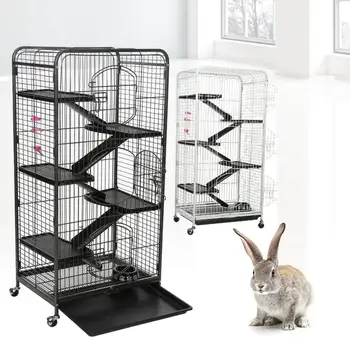 

5 Layers Iron Rabbit Cage with 3 Front Doors Guinea Pig Rat House