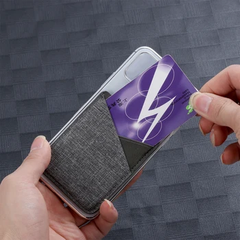 

Universal Phone Wallet Case Self-Adhesive Canvas PU Cellphone Pocket Sticker Card Sleeves Bags Stick On ID Credit Card Holder