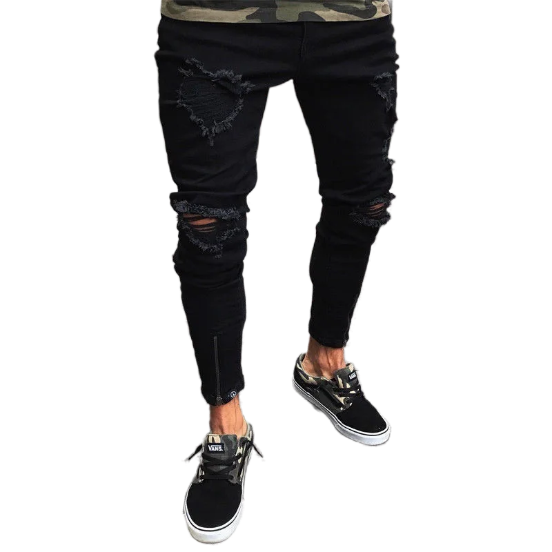 Men's Cool Designer Black Jeans Tight 