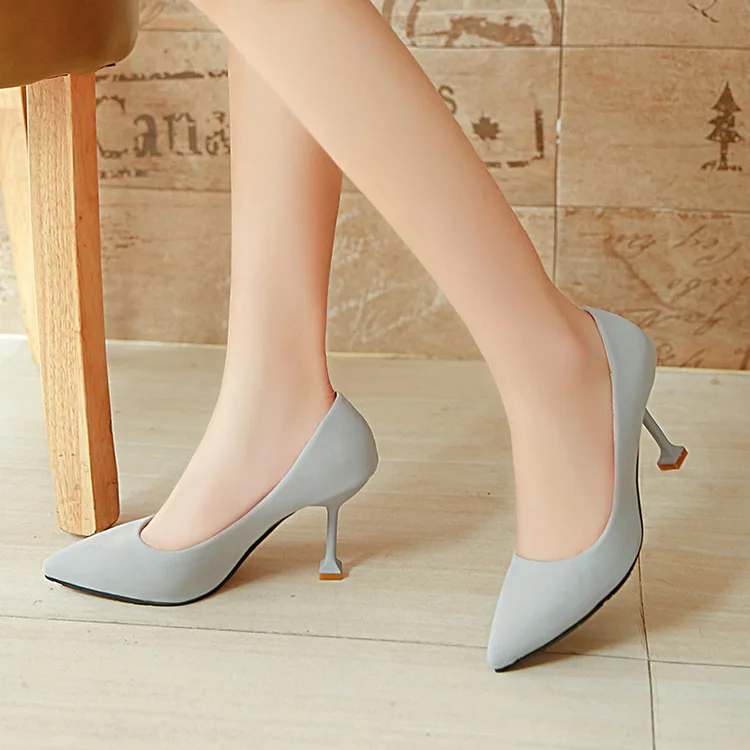 

2017 Autumn New Style Korean-style High-Heel Thin Heeled Banquet WOMEN'S Shoes Solid Color Low-Cut Elegant WOMEN'S Shoes Fashion