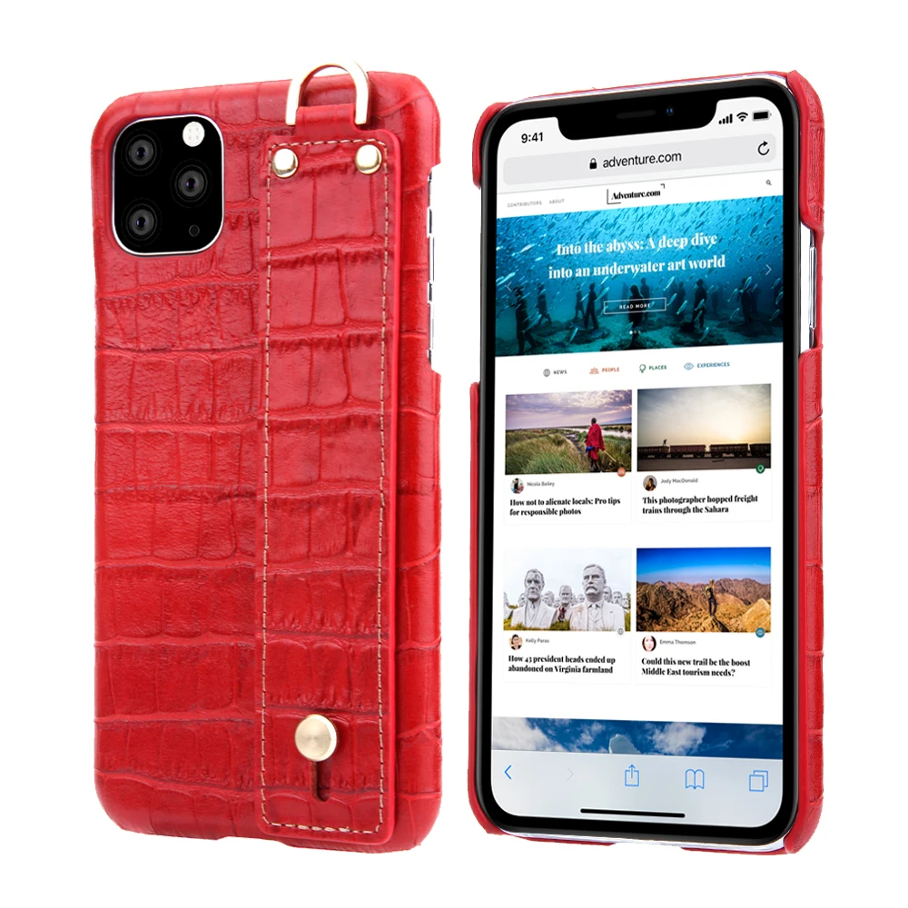 Чехол для iphone 11 Pro MAX роскошный чехол из натуральной крокодиловой кожи с ремешком