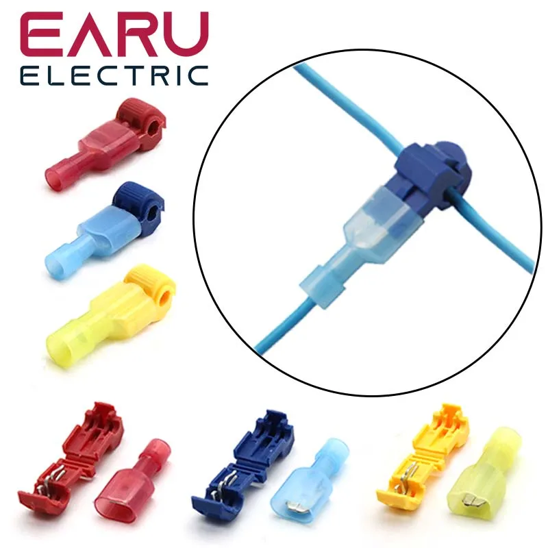 Earu 10/20/30/40/50Pcs T-Tap Connector Quick Electrical Cable Connector Snap Splice Lock Wire Terminal Waterproof Crimp Wire Terminal