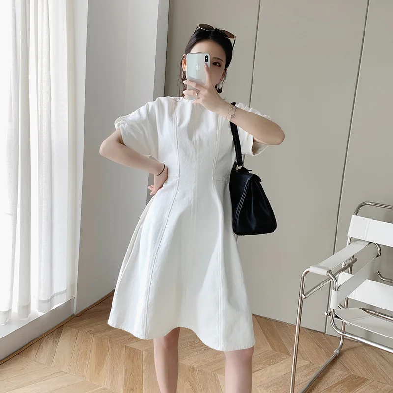 Новинка весна-лето 20] хлопковое Ковбойское платье с пышными рукавами белое