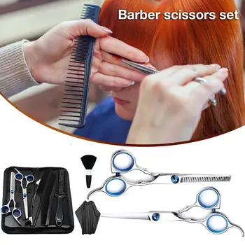 

8PCS/Set Professional Hairdressing Scissors Kit Hair Cutting Scissors Hair Scissors Tail comb Hair Cape Hair Cutter Comb