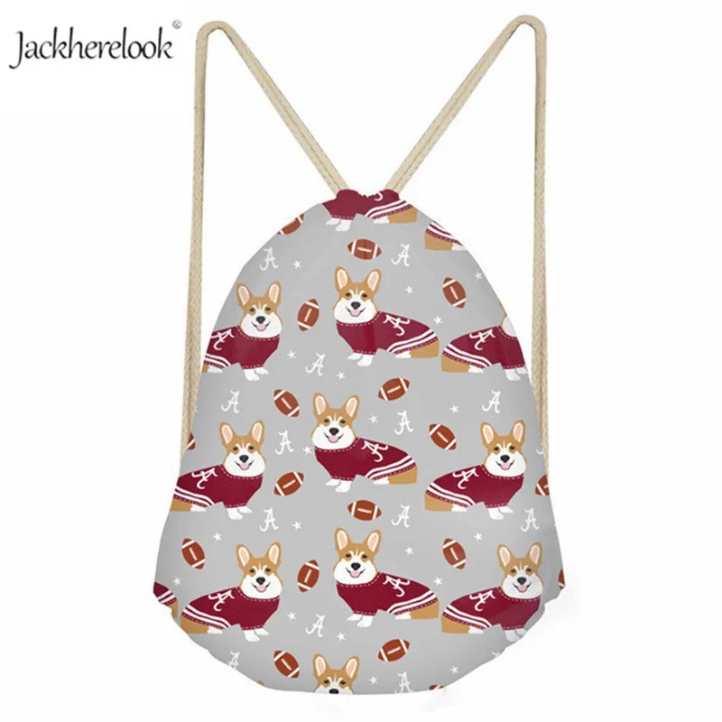 Jackherelook одет корги напечатаны сумка для шнурка Британский Королевский питомец собака тренажерный зал сумки мультфильм животных мешок для хранения для женщин Девушка