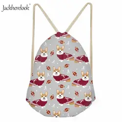 Jackherelook одет корги напечатаны сумка для шнурка Британский Королевский питомец собака тренажерный зал сумки мультфильм животных мешок для