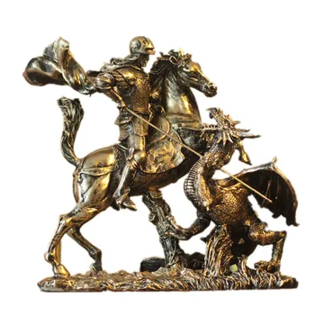 

ANCIENT GREECE KNIGHT FIGHTS THE DRAGON ARMOR KNIGHT RESIN ART&CRAFT STATUE CREATIVE BAR ROMAN ARMOR WARRIOR DECORATION X3623