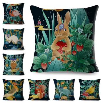 

Coloful Cute Cartoon Dog Wild Rabbit Fox Flamingo Cushion Cover Pillowcase for Sofa Home Decor Pet Animal Linen Pillow Cover