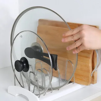 

Pot Lid Holder Adjustable Stainless Steel Storage Rack Baking Tray Storage Rack Home Bar Kitchen Supplies Pan Lid Tools Holders