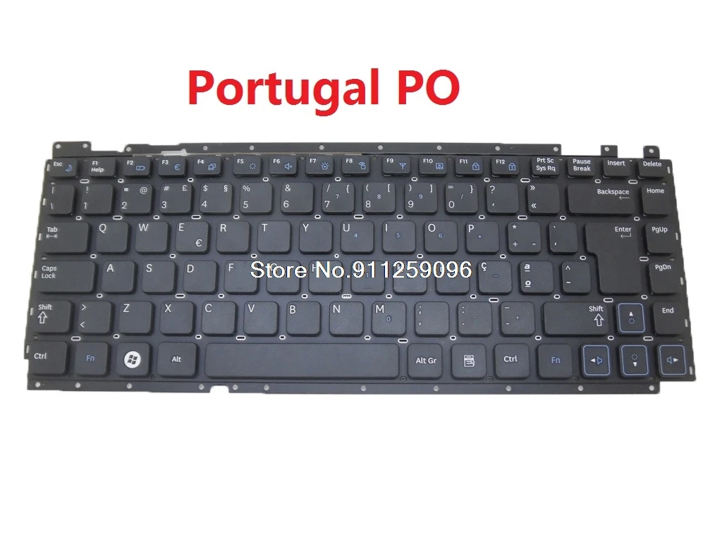 

Клавиатура для ноутбука Samsung RC410, Великобритания, Португалия, искусственная кожа, черный цвет, без рамки, Новинка