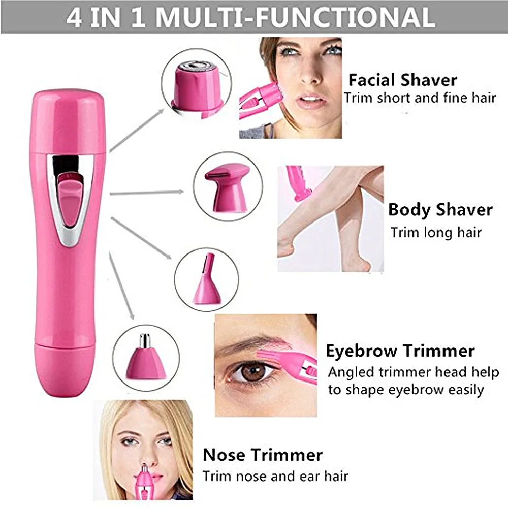 Women 4 in 1 Hair Trimming Kit Set Portable Waterproof Lady Shavers Multi-Purpose Electric Hair Trimmer USB Rechargeable