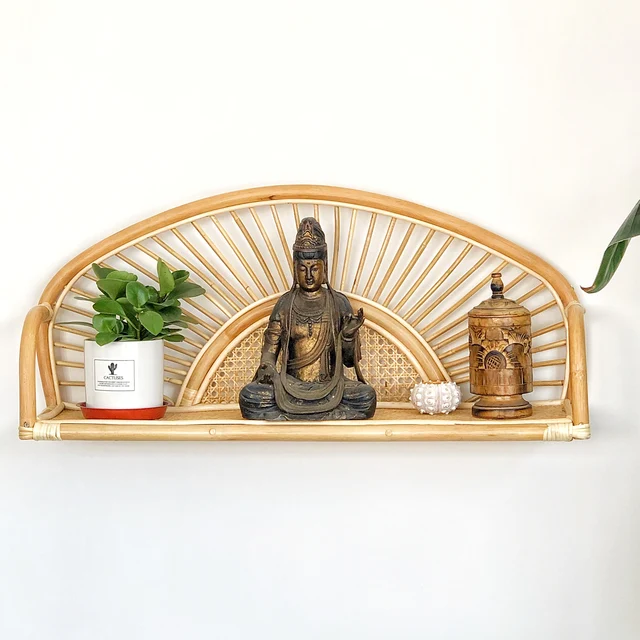 Rattan hanging wall shelf  2