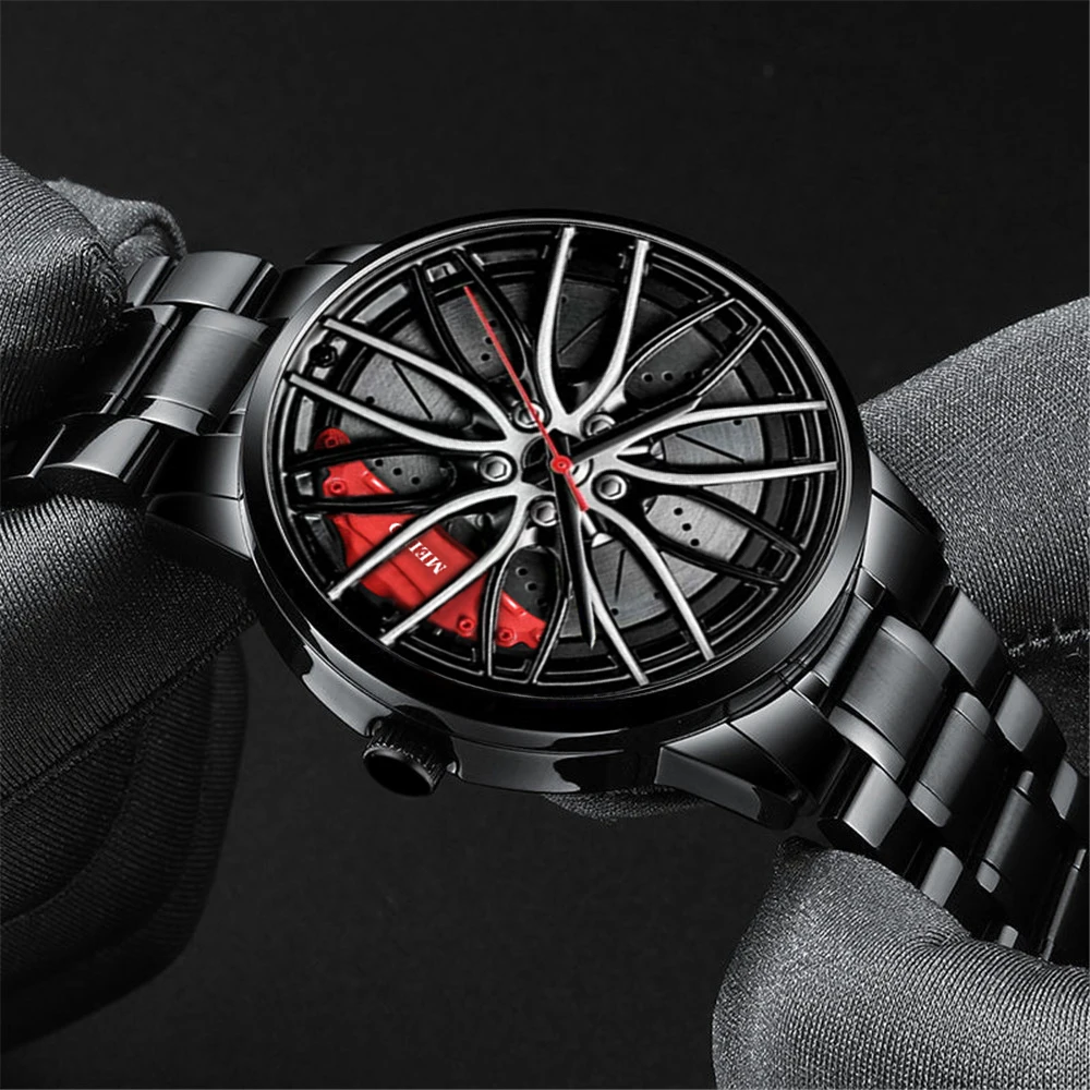 Mens Luxury Watches Sports Car Watches 3D Sport Rim Hub Wheel Wristwatch Car Quartz Men's Watches Creative Relogio Masculino