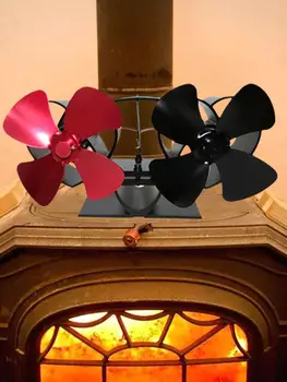 

4 Blade Black Fireplace Heat Powered Stove Fan Home Efficient Heat Distribution Komin Log Wood Burner Friendly Quiet Fan