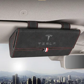 

Car Sunshade Glasses Case Storage Box Sun Visor Clip Clamp Card Holder for Tesla Model S Model X Model 3 Accessories