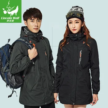

Three-in-One Raincoat Jacket Printed Logo Outdoor Winter Work Clothes Mid-length Two-Piece Set Ski Suit