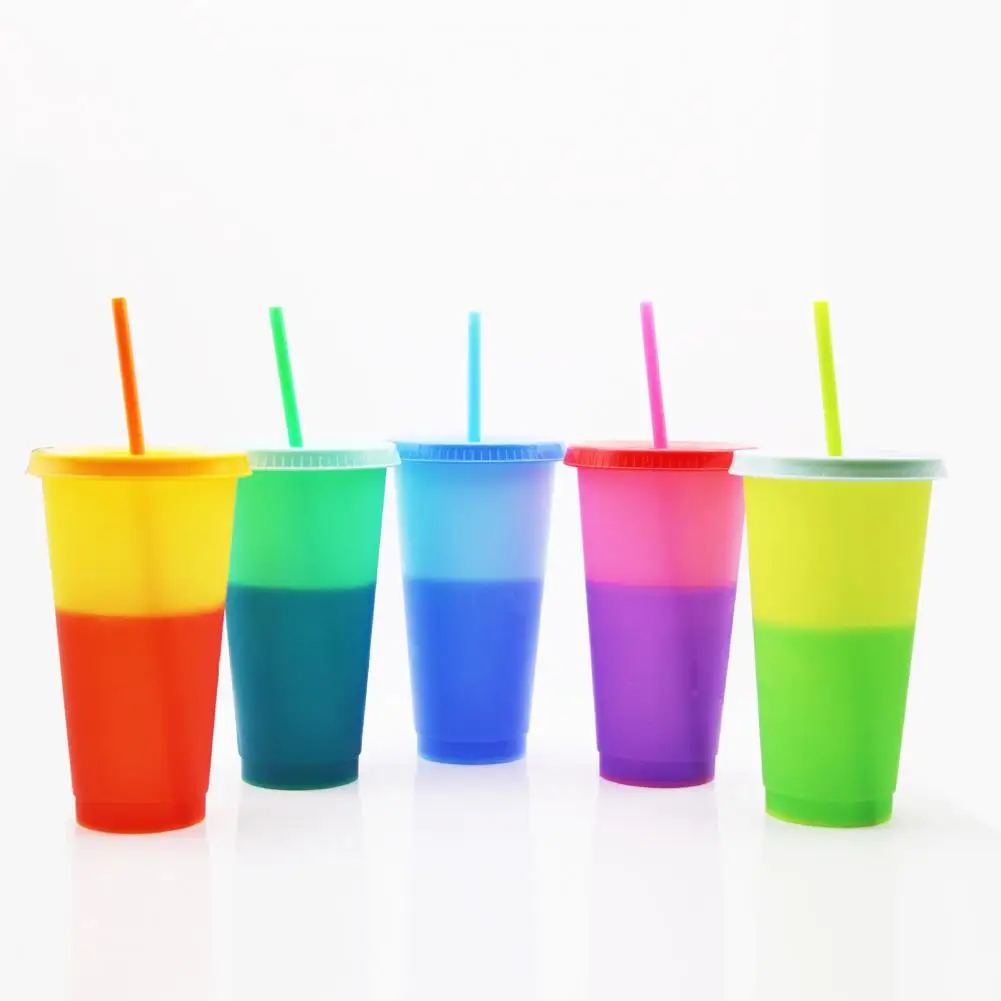 Color Changing Cups Lids Straws Wholesale  Plastic Cups Change Color Cold  - 7pcs - Aliexpress